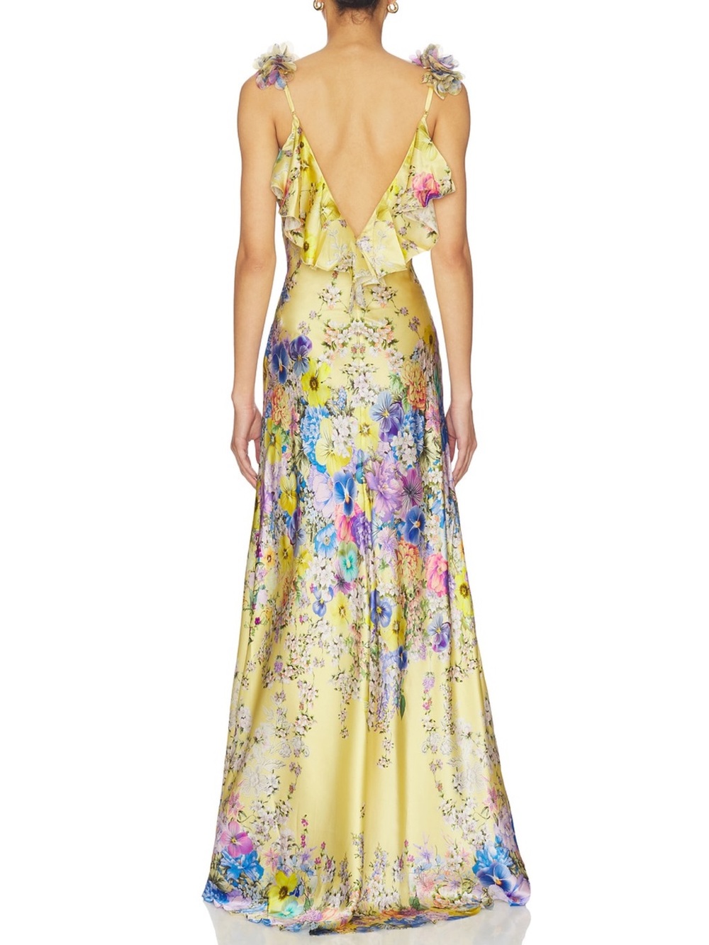Camilla Yellow Floral V-Neck Maxi Dress - Picture 3 of 11